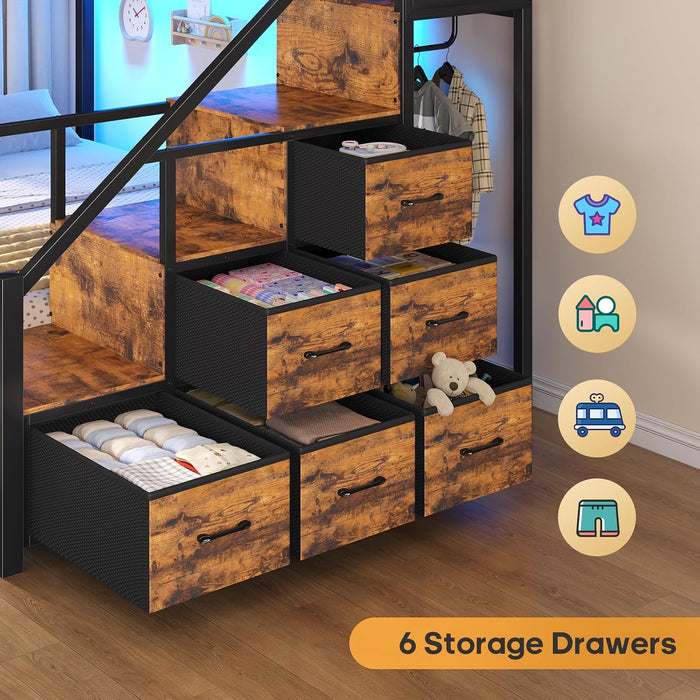 FullOverFull BunkBed WithStairs IndustrialGrade SteelFrame