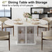 47" White Faux Marble round Dining Table with Storage for Dining Room