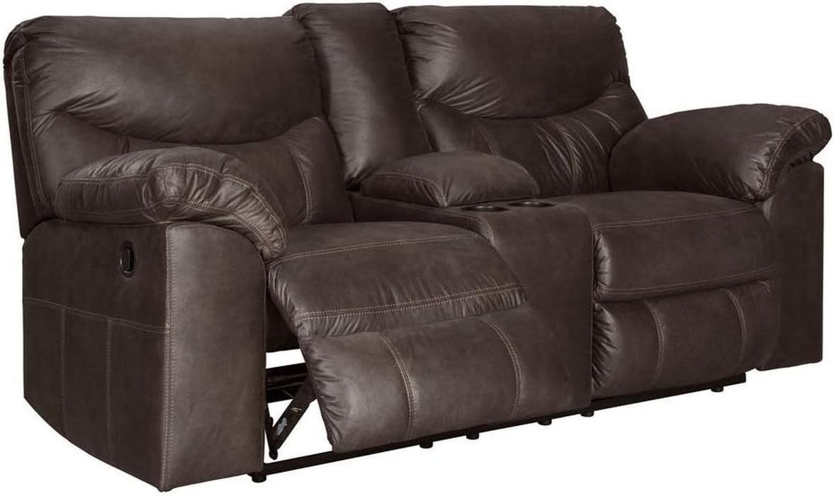 Brown Faux Leather Recliner Loveseat