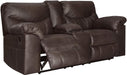 Brown Faux Leather Recliner Loveseat