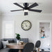 46 Inches Black Ceiling Fan With IntegratedLEDLighting
