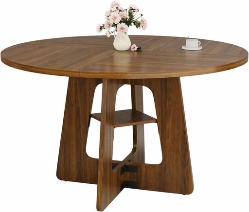ContemporarySolidWood 47InchRoundDiningTable ForSix