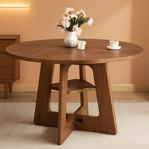 ContemporarySolidWood 47InchRoundDiningTable ForSix