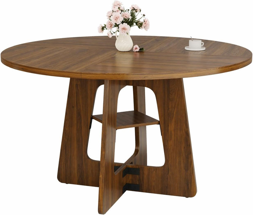 ContemporarySolidWood 47InchRoundDiningTable ForSix