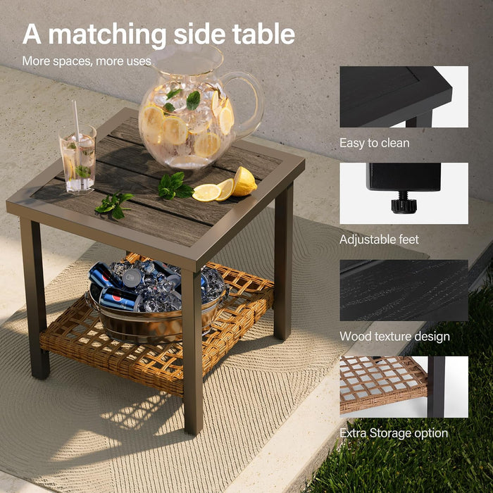 3-Piece Outdoor Rocking Chairs Bistro Set, Rattan Patio Furniture