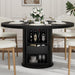 47" round Dining Table for 4-6, Farmhouse Kitchen Table, Black | Dining Table with 2-Layer Storage Shelf and Drawer, Circle Dinner Table for Dining Room, Kitchen, Living Room (Table Only)