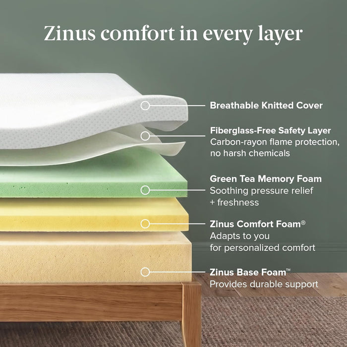8 Inch Twin Green Tea Memory Foam Mattress, Medium Firm Feel