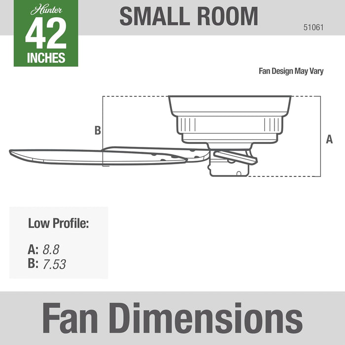 42 Inch Indoor Ceiling Fan No Light - Bronze Ceiling Fan without Light, Low Profile Flush Mount, 5 Blades, for Bedroom, Living Room, or Kitchen, Pull Chain - Low Profile IV 51061, New Bronze