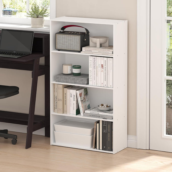 Plain White 4Tier Bookshelf With Accessible Shelves