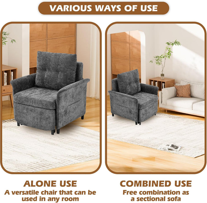 Convertible Sleeper Chair 79-Inch With Adjustable Backrest