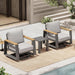 Outdoor Swivel Patio Chairs Set of 3, Aluminum Large 3-Piece Outdoor Patio Conversation Furntiure Set with Side Table, Luxury Wider Seat & High Back Bistro Table and Chairs Set of 3, Gray