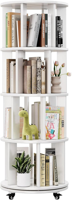 Four Tier Solid Wood Rotating IndustrialGrade Bookshelf