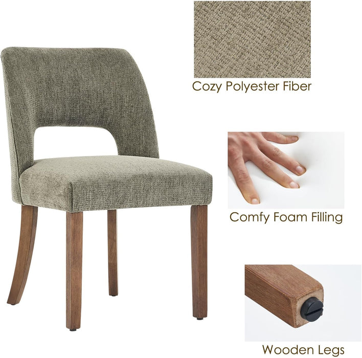 Wooden Dining Chairs Set of 4, Modern Fabric Upholstered Dining Room Chair Kitchen Chairs, Farmhouse Dinner Chair for Kitchen Dining Room, Green