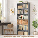 6 Tier Tall Bookshelf Bookcase with Open Display Shelves, Dark Gray