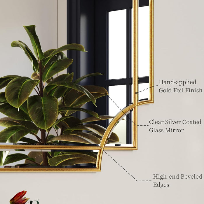 24"X36" Gold Foil Scalloped Edge Decorative Vanity Wall Mirror