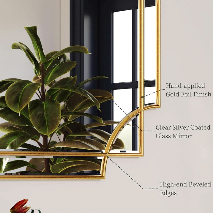 GoldenFoilFinish Ornate Handcrafted 24x48 Wall Mirror