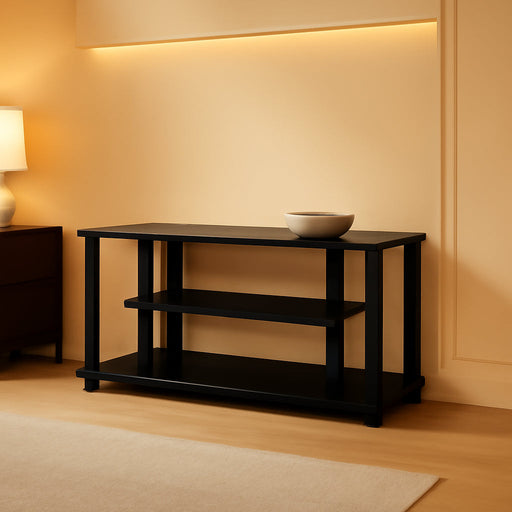 ‎20 Pounds Turn-N-Tube No Tools 3D 3-Tier Entertainment TV Stand up to 50 Inch TV, Square Tubes, Americano/Black