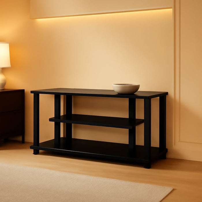 ‎20 Pounds Turn-N-Tube No Tools 3D 3-Tier Entertainment TV Stand up to 50 Inch TV, Square Tubes, Americano/Black