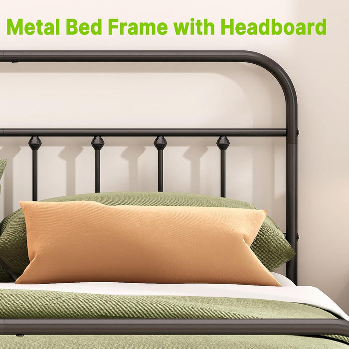 Metal Bed Frame Queen Size,Easy to Assemble,Black