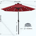 9Ft Patio Umbrella with Solar Lights, Burgundy