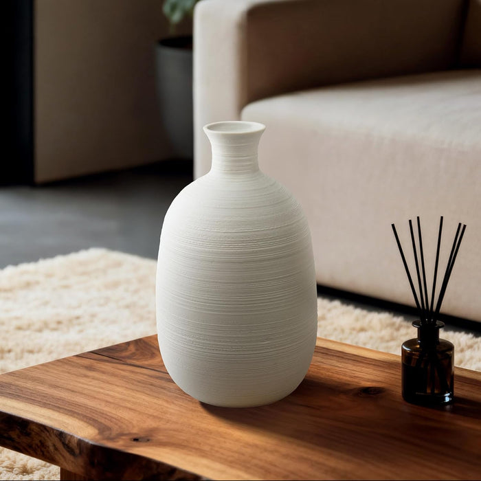 10.4" Modern Ceramic Table Lamp, Fully Dimmable Modern Bedside Lamps for Bedroom, Living Room and Nightstand, White Translucent Ceramic Shade, Warm Ambient Lighting, Corded, Bulb Included