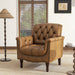 Upholstered Faux Leather Armchair With Nailhead Trims