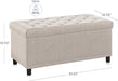 35" Tufted Ottoman, Storage Bench with Safety Close Hinge, Ottoman with Storage for Living Room, Entryway, Hallway, Foot Rest, Support 300Lbs - Beige
