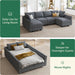  Bluish Grey U-Shaped Sectional Sofa Modular, Storage