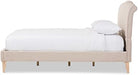 Fayana French Classic Modern Style Beige Linen Fabric Platform Bed, Queen, Off-White