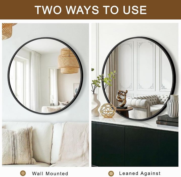 round Bathroom Mirror for over Sink 2 Pack 26" Black Circle Wall Mirror