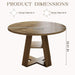 47.2 Inches round Dining Table for 4 to 6 with Open Storage Space,Walnut