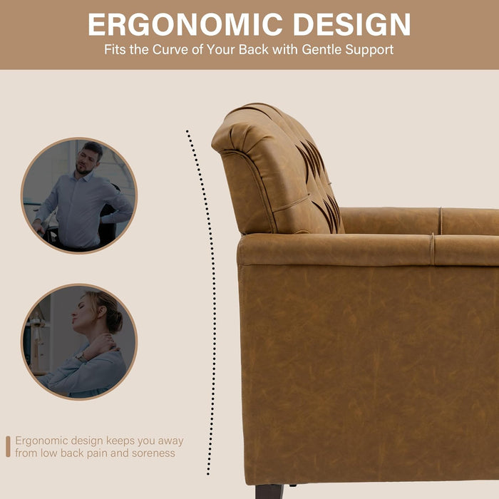 Upholstered Faux Leather Armchair With Nailhead Trims
