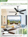 52'' Outdoor Ceiling Fans with Light and Remote,Ip65 Wet Rated Waterproof Ceiling Fan with 6-Speed DC Motor, Farmhouse Gazebo Fan for Porch Patios Pavilion(Black)
