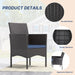 4-Piece Outdoor Patio Furniture Set, Wicker Rattan Chairs & Sofa with Cushions and Glass Coffee Table, Conversation Set for Backyard, Lawn, Porch, Pool, Garden (Navy-2)