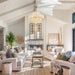 28.7In Large Coastal Chandelier White Rattan Light for Living Room