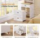 3 in 1 Small Vanity Desk with Lights and Mirror,Tall Lighted Compact Vanity with Charging Station,Makeup Vanity Set with Jewelry Armoire,Glass Top,Wheeled Stool,3 Drawers, White