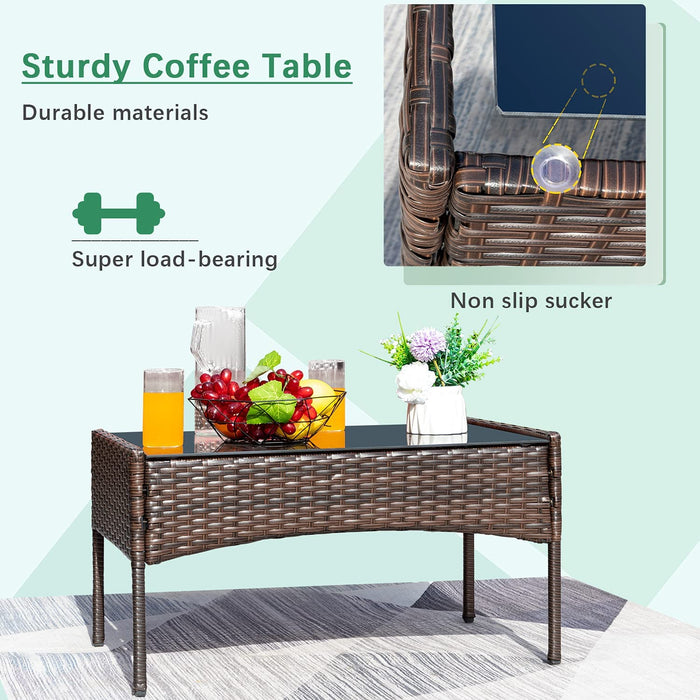 Patio Furniture 4 Pieces Conversation Sets,Brown and Gray