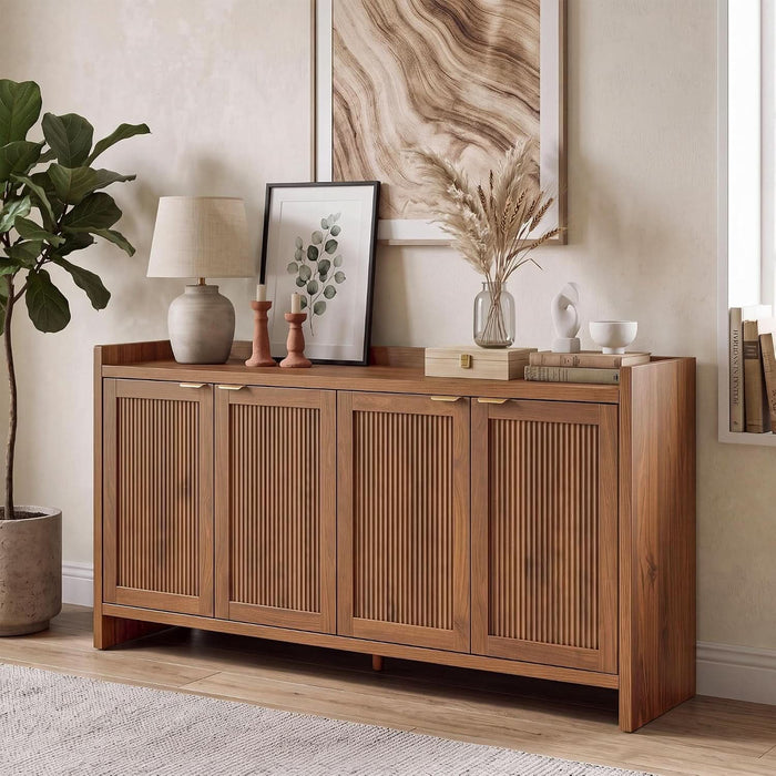 63" Fluted Sideboard Buffet Cabinet with Storage and 4 Doors