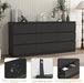 Black 9 Drawer Dresser for Bedroom, Long Dresser with Deep Drawer,Modern Wide Wood Storage Chest of Drawer, Bedroom Storage Furniture,Tv Stand for Living Room