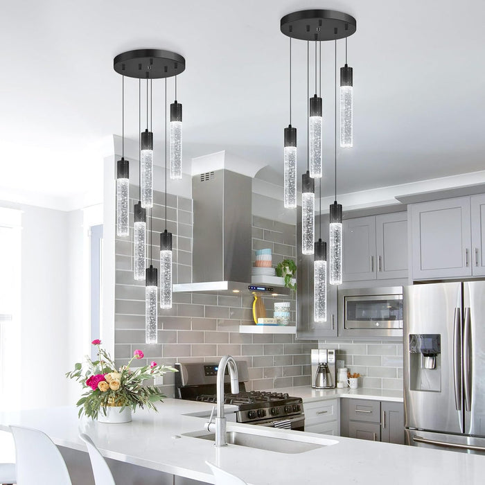 Crystal Pendant Lighting Black 6000K Ceiling Fixture