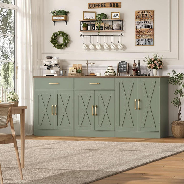 71" W Kitchen Buffet Cabinet with Storage, Large Coffee Bar Cabinet