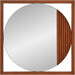 Dirken Hanging round Wall Mirror, Modern Geometric Style Mirror with Square Wooden Frame and Brown Finish for Living Room, Entryway and Bathroom, 20 X 20 Inch