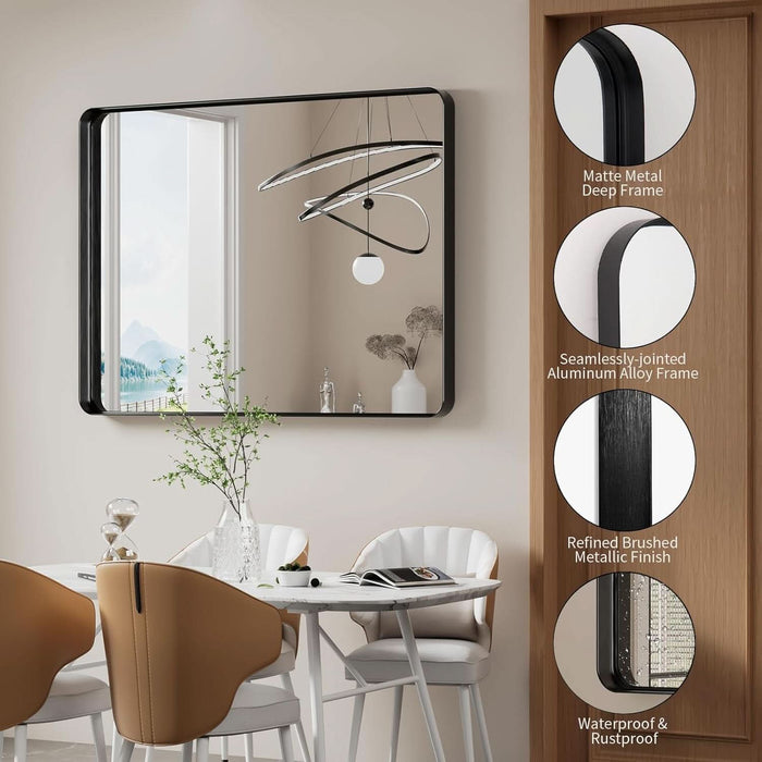 Black Wall Mirror 30x48 Inch ExplosionProof Tempered