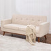 Oatmeal Mid-Century Loveseat: Button-Tufted, Modern Style