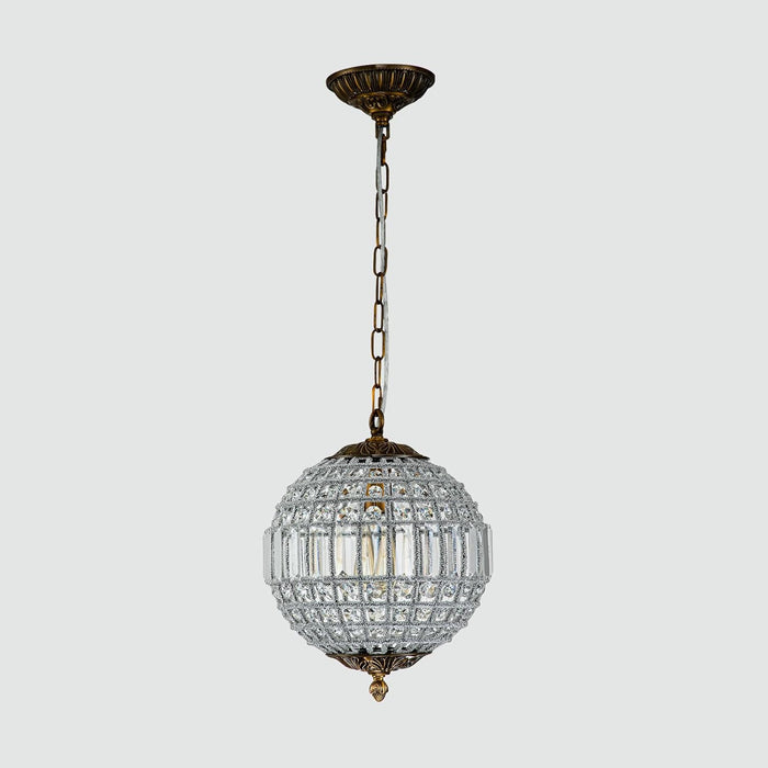 Antique Crystal Globe Chandelier 11.8 Bronze Finish