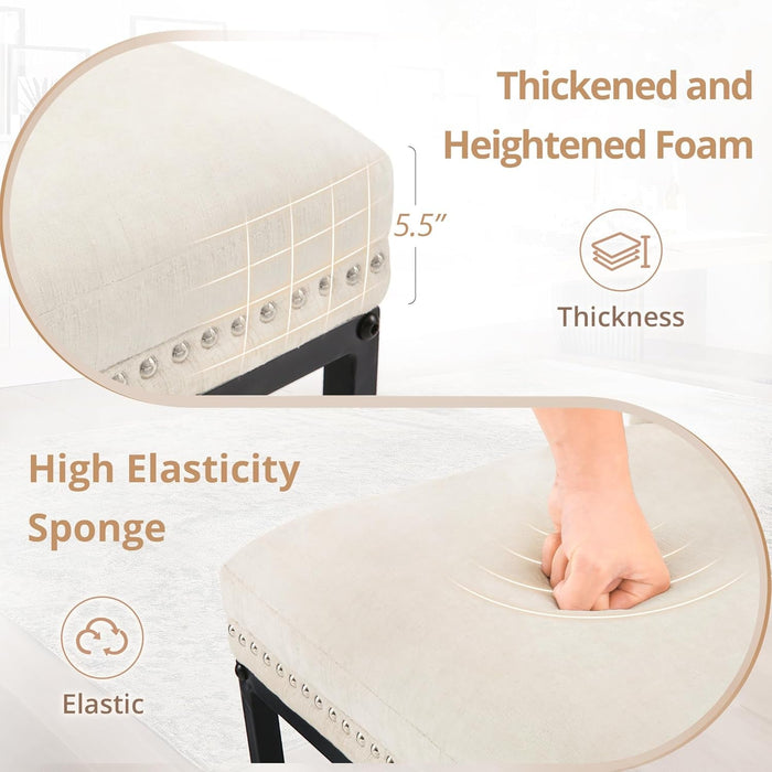 26" Bar Stools Set of 4, Champagne Chenille Barstools with 5.5" H Thickened Cushion, Modern Counter Height Bar Stools for Kitchen Island - ShipItFurniture