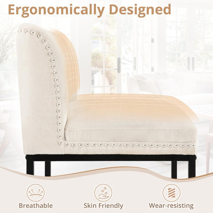 26" Bar Stools Set of 4, Champagne Chenille Barstools with 5.5" H Thickened Cushion, Modern Counter Height Bar Stools for Kitchen Island - ShipItFurniture