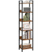 Bookshelf, 6-Tier Bookcase, Standing Book Shelf for Small Space, Storage Shelf Organizer, for Living Room, Bedroom, Study, Balcony, Rustic Brown and Black BKHR6601