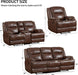 Genuine Leather Manual Recliner Sofa Set, Recliner Chair, Loveseat Reclining Sofa and 3 Seat Recliner Sofa, Couch Furniture Set for Living Room, Meeting Room, Brown(Recliner+Loveseat+Sofa)