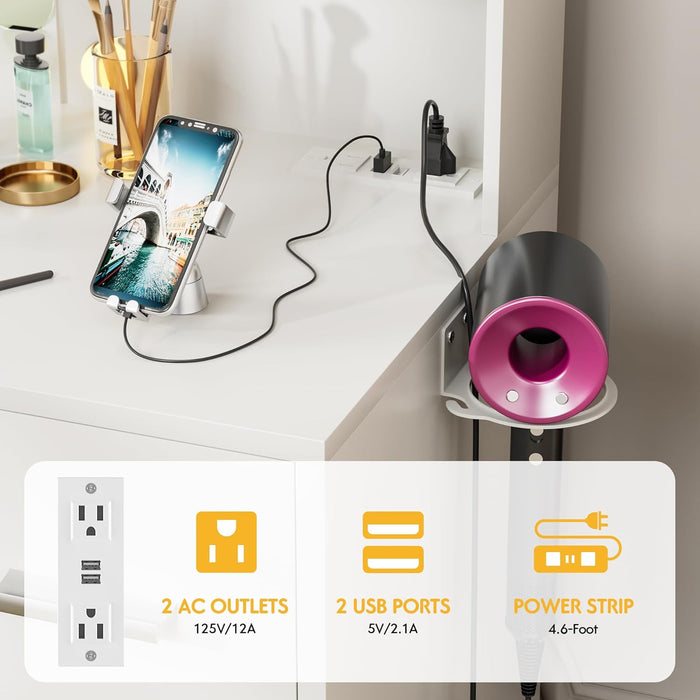 Vanity Desk with LED Lighted Mirror&Power Outlet, 3 Model Lights Makeup Vanity Table with 7 Drawers and 6 Storage Shelves for Bedroom and Dressing Room (White)